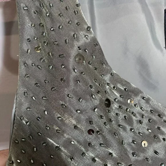 Alex Evenings Green Beaded Sequin Size 8 Jacketed Dress 2 Pc Sleeveless V neck - Picture 10 of 13